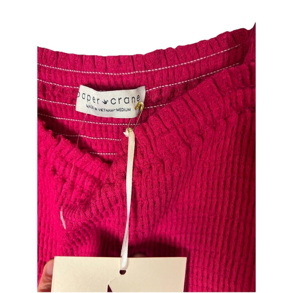 NWT! Paper Crane Spaghetti Strap Smocked Bust Tiered pink‎ med boho - Picture 5 of 9